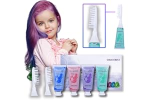 COLAYERIST Tintura temporanea per capelli per bambini e adulti, lavabile, 4 gessetti per capelli per bambini, cera colorata temporanea per capelli, regalo di compleanno per ragazze, set di trucco