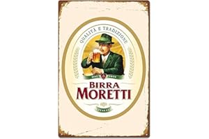 Generies Birra Moretti Plaque en métal en métal pour bière Italienne Italie Vintage rétro en Fer Affiche d'avertissement pour Bar, café, Maison, Garage, Bureau