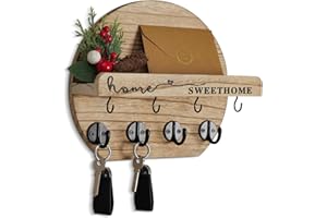 Dxiunove Porta Chiavi Da Muro Con Fiori Secchi in Legno Orbicolare per Ingressi, Ripostigli, Corridoi, Cucine e Uffici