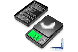 HOTUT Pocket Scale, 500 g/0.01 g, Precision Scales with LCD Display, Portable Compact, Gold Scale, Coin Scale, Jewellery Scale, Mini Kitchen Scale, Multifunctional Digital Scale, for Food, Jewellery