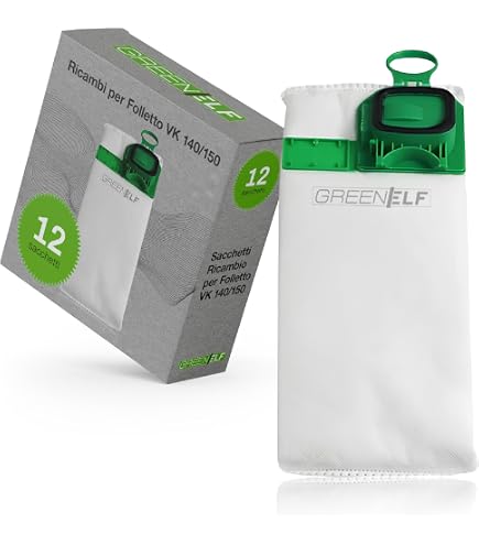 6 Sacchetti + Filtro Griglia Per Vorwerk Folletto Vk140 – Confezione Ricambio Originale Compatibile