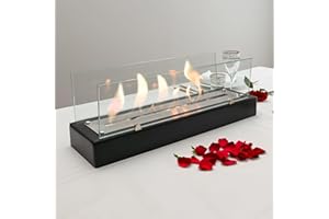 TriHome Tabletop Fire Pit, Portable Wood Table Top Firepit Bowl, Fireplace for Patio&Backyard Decor, Bioethanol Fire Place, Indoor&Outdoor S'mores Maker, Housewarming Gift, Large, Black