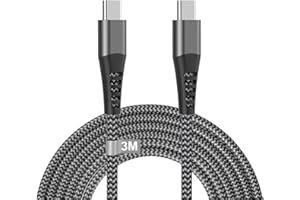 TEIONE Cable USB C vers USB C 3M, 60W Cable USB C Charge Rapide Cable USB Type C 3M Long Nylon Cordon USB C vers USB C Cable Chargeur pour iPhone 16 15 Pro Max/15 Plus,Samsung Galaxy S24 Ultra/S24+/S24/S23