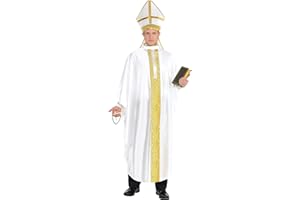 amscan - Men's Catholic Pope Robe & Hat Fancy Dress Costume Size: Standard-Plus Size