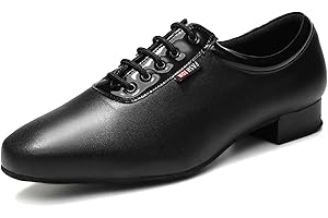 YCALCP Zapatos de Baile Latino Hombre Negro con Cordones Zapatos de Baile para Practicar Salsa de Salón Tacon Bajo