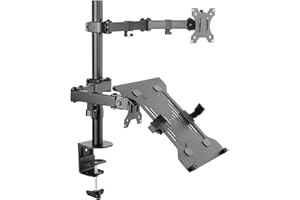 RICOO Supporto monitor e note-book PC TS7111 Braccio di scrivania schermi da 13-32 pollici (ca. 33-81 cm) Staffa da tavolo è inclinabile girevole per