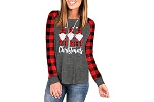 LACOZY Women's Christmas Shirt Long Sleeve Crewneck Xmas Tee Tunic Top Knit Oversized Pullover Sweater Holiday Outfits