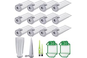 LTTORJF Lot de 12 aspirateurs pour Vorwerk Folletto VK7 FP7 + 2 filtres moteur + 2 brosses à dents, filtres à haute efficacité, faciles à remplacer, prolongent la durée de vie de l'aspirateur