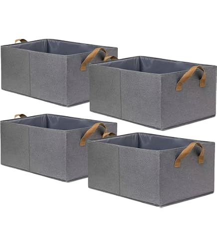Boîtes De Rangement Pliables BoxyTidy - Lot De 6 - 46x30x20 Cm (23L) - Tissu Gris Foncé