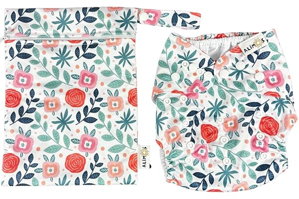 Alimos Couche de bain et sac imperméable lavable réutilisable pour bébé de 0 à 3 ans (feuille)