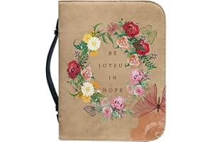 DAJINGKJ Custodia biblica con chiusura lampo, grande in pelle, da donna, con fiori, borsa bibbia da donna