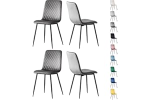 mcc direct Set of 4 Designer Velvet Fabric Dining Chairs Metal Legs Lexi Chairs (Dark Grey)