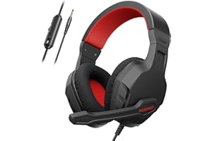 NUBWO U3 Gaming Headset with Mic for PC, PS4, PS5, Xbox 1, Mac, NS, Wired Over-Ear Gaming Headphones with Mic Clear Call, Lightweight & in-Line Control-Red