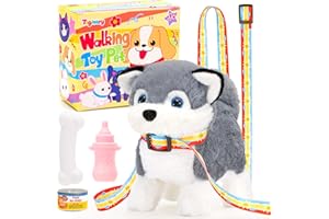 Tagitary Plush Toy Electronic Dog Toys for Kids,Interactive Pet Puppy Walking,Barking and Tail Wagging,Fake Dog Toy with Leash,Easter Christmas Birthday Gift for Toddlers Kids