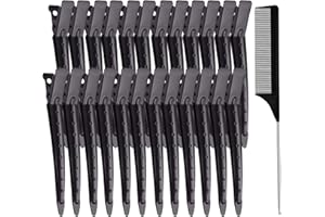 CIOMILIARO 24 Pcs Pince Cheveux,Pinces à Cheveux Métal,Pinces à Bec de Canard Clips,Pince Cheveux with Peigne à Queue,pour Femmes Filles Coiffure et Maquillage(Noir)