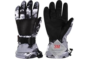 ODTMGER Rękawice narciarskie, zimowe rękawiczki zimowe, wodoodporne rękawice narciarskie, ciepłe i oddychające rękawice śniegowe, odpowiednie do sportów na świeżym powietrzu chłopców i dziewcząt w mroźną zimę