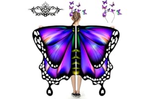 plainshe Alas de mariposa para niñas, disfraz de mariposa para Halloween, alas de hadas para niños, juego de 3 capas de mariposa