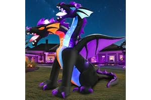 Danxilu 7FT Halloween Inflatables Outdoor Dragon Inflatable Halloween Decorations Blow Up Fire & Ice 2 Headed Dragon Bulit-in Flashing LED Light for Outside Garden Party Lawn Yard Holiday