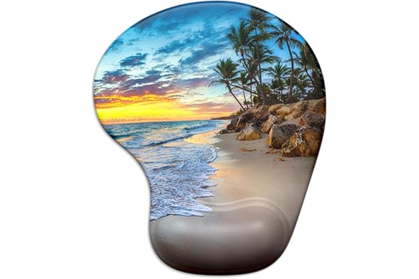 ITNRSIIET Tapis de Souris Ergonomique avec Support de Poignet en Gel avec Repose-Poignet pour, soulagement de la Douleur avec Base antidérapante en pour Bureau et Maison, Plage