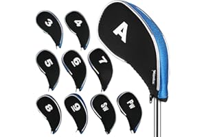 Andux Couvre-Fer Couvre-Clubs de Golf avec Fermeture éclair 10 pièces/Ensemble