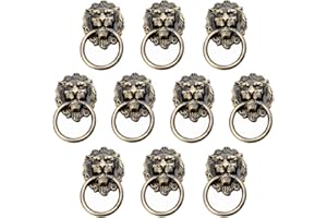 Creatwls Metall Löwe Kopf Design Möbelgriff Schrankgriff Möbelknopf Zink-Legierung Schrankgriff Kabinett Griff Kleiderschrank Knopf Möbelzubehör - 10pcs