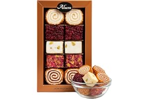 Alucra Turkish Delight Geschenkset 250g – Finest Mixed Set mit Pistazien Haselnüssen Schokolade Vanille Rosenblättern Granatapfel Berberitze – Frisch handgemacht in Deutschland – Lokum Pralinen Box