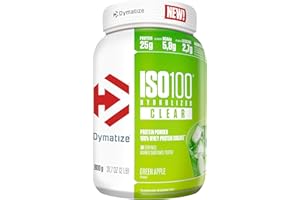 Dymatize ISO 100 Hydrolized Clear Green Apple 900g Hydrolysat de protéine de lactosérum clair + poudre d'isolat