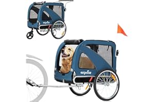 SEPNINE Remolque de Bicicleta para Perros XL, 2-en-1 Remolque de Bicicleta para Mascotas Medianas Carga máxima 40kg (Azul)