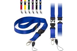 LANYARDS TOMORROW.CO.UK Odpinane płaskie smycze 2 cm z klamrą, bezpieczne odłączanie, metalowy klips i uchwyty na identyfikator z pętelką smycz pasek na szyję od LanyardsTomorrow