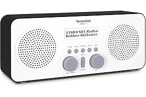 TechniSat VIOLA 2 S – Radio DAB portátil (DAB+, VHF, despertador, altavoces estéreo, conexión para auriculares, Aux-In, pantalla de dos dígitos, control de teclas, 4 vatios RMS) Blanco/Negro