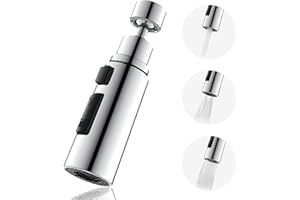 MROEDE Kitchen Tap Swivel Spray Head, 360° Swivel Spout Sink Tap Attachment, Adapter for Tap Faucet, Kitchen Accessories, Water Tap Aerator, Replacement Extension Sprayer 3 Functions