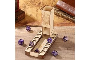 LKKCHER DESIGN Tour à dés magique D20, plateau à dés pliable en bois DND, plateau à dés pour jeux de table, outils de jeu de société, accessoires DND, boîte à dés RPG, plateau portable (dés non inclus)