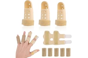 ABOVE ZERO 5 Stecche per le dita+ 5 Manicotti Elasticizzati Proteggi Dita, Tutore dito a scatto, Stecca per Dito Regolabile, Supporto per le dita per Artrite & Immobilizzazione Delle Nocche Rotte Basket Sport