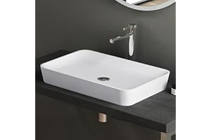 doporro Lavabo vasque à poser blanc mat 60cm Colossum815 en fonte minérale solid surface 60x40x9cm
