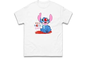GENERIC Red Big Nose Funny Day Stitch T-Shirt, Comic Relief Support Stitch Cartoon Kids Adult Unisex Tee Top
