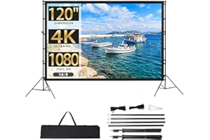 TOWALLMARK Projektor leinwand mit Ständer 120 Zoll, 16:9 4K HD Projektion Leinwand, Outdoor Indoor Projector Screen, Tragbare Filmleinwand, für Heimkino, Camping und Freizeitveranstaltungen