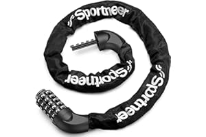 Lucchetto Bici, Cavo per Blocco Bicicletta, Sportneer Lucchetto per bicicletta, Alta Sicurezza con 5 Cifre Del Codice Antifurto Bicicletta Catena per Motocicli/Biciclette/7mm X 975mm