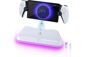 Mcbazel Przenośna stacja ładująca do portalu PlayStation, podstawka ładująca do portalu PS z 7 diodami RGB, bezpieczna stacja ładująca do portalu PS z kablem typu C, biała