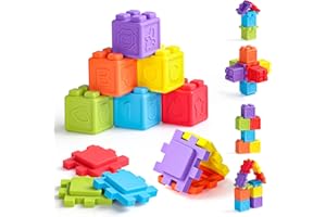 jerryvon Giochi Neonato 6-9 Mesi Gioco Montessori 1 Anno Giochi Sensoriali per Neonati Montessori 6 Mesi Gioco Dentizione Neonato 1 Anno Costruzioni Morbide per Bambini Regalo Battesimo