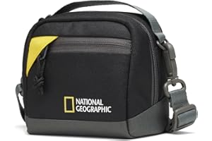 National Geographic Mochila para Cámaras Compactas, de Acción, 360, o Accesorios Pequeños, Lazo de Cinturón Integrado, Correa Desmontable, Ultraligero, NG E1 2350, Negro [Exclusivo Amazon]