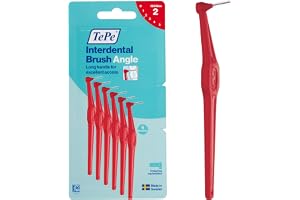 TePe Angle Vinklad Mellanrumsborste, Röd, 0.5mm/ISO 2, 6-pack | Kartongförpackning, Ta bort plack där en tandborste inte når, Effektiv för bakre tänder, för Små mellanrum