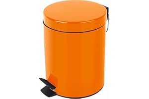 Spirella Sydney 5L Pattumiera Rotonda a Pedale con Secchiello Estraibile, Cestino della Spazzatura con Bidoncino per i Rifiuti di Bagno, Cucina e Ufficio - Arancione