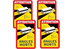 EPICSOA Angles Morts Sticker for Blind Spots, 4 Pack Car Stickers, Vehicle Heavy Sign, Reflective Weatherproof Self-Adhesive Sticker, for Truck, Bus, Motorhomes, Coaches and Campers, 17 x 25 cm