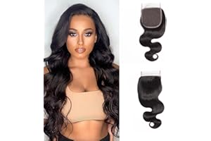 DUAUJUIU Body Wave Human Hair 4x4 HD Lace Closure Brazilian Hair Human Hair Closure for Black Women Natural Remy Hair Soft Swiss Lace 12 Inch