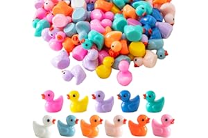 Makorobi 110 Pcs Mini Resin Duck Miniature Figures Micro Fairy Garden Landscape Aquarium Hide and Seek Prank Dollhouse Ornament Potted Plants Cake Decoration DIY Slime Craft Charms for Party Toys