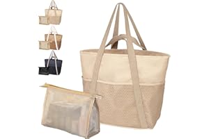 AUNGKWANG Strandtasche, Familie Groß Badetasche, Strandtasche mit Reißverschluss Shopper Damen Groß Badetasche, für Strand Urlaub Reisen