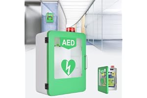 AED-skåp, väggmonterad plasthjärtdefibrilleringslarmbox, med larmsystem och dubbelströmbrytare, justerbar skiljevägg, kan placera en mängd olika modeller av hjärtstartare, för hemklinikkontor