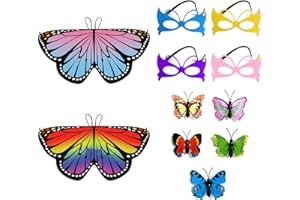 YSDYY Lot de 11 ailes de papillon pour enfants, cape de conte de fées d'Halloween, poncho pour garçons et filles, déguisement, cadeaux de fête