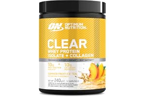 Optimum Nutrition Clear Whey + Collagen, Smak av Sommarfrukt Ice Tea, 10 g Vassleisolat och 10 g Kollagenpeptider per Portion