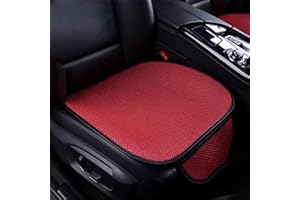 Dracqwn Ventilated Car Seat Cushion, Summer Car Seat Pad, Breathable & Anti-Slip Cotton Car Seat Covers With Pocket, Universal Front Bottom Car Seat Covers(C Red,Front*2)
